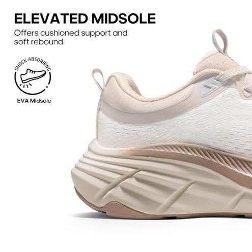 NORTIV 8 Women's Walking Shoes Cushion Comfortable ActiveBreeze Running Tennis Shoes Non-Slip Workout Gym Sports Athletic Breathable Fashion Sneakers,Size 8,Beige/Khaki,SNWS248W
