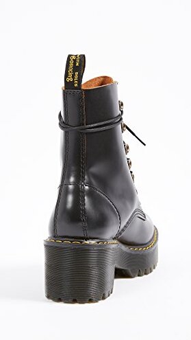 Dr. Martens Women's Leona Leather Heeled Boot, Black Smooth, 8