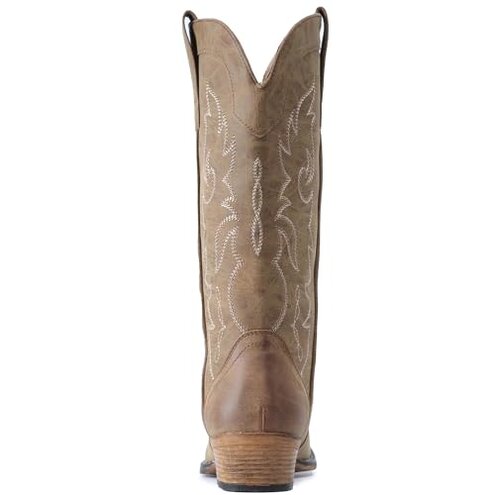 IUV Cowboy Boots for Women Mid Calf Fashion Cowgirl Boots with Embroidery Western Snip Toe