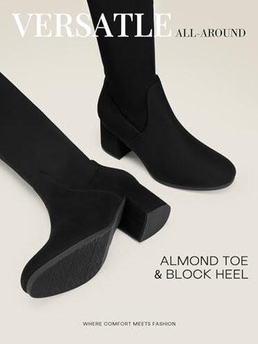 DREAM PAIRS Women's Laurence Over The Knee Thigh High Chunky Heel Boots Long Stretch Sexy Fall Boots,Size 8,Black,LAURENCE