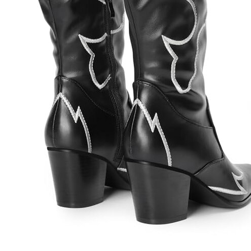 DREAM PAIRS Western Cowboy Boots Over The Knee Western Cowgirl Boots Women Thigh High Boots,Size 10,Black,SDOB2401W