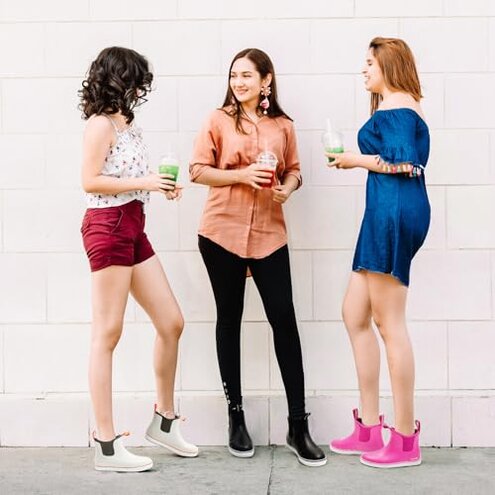 Furuian Women's Deck Boots Ankle Rain Boots Fishing Boots Rubber Waterproof Garden Shoes Slip-Resistant Outdoor Work Shoes, Grey, Size 8