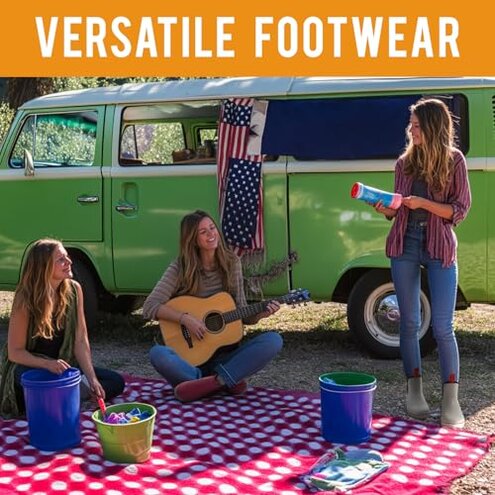 Furuian Women's Deck Boots Ankle Rain Boots Fishing Boots Rubber Waterproof Garden Shoes Slip-Resistant Outdoor Work Shoes, Grey, Size 8