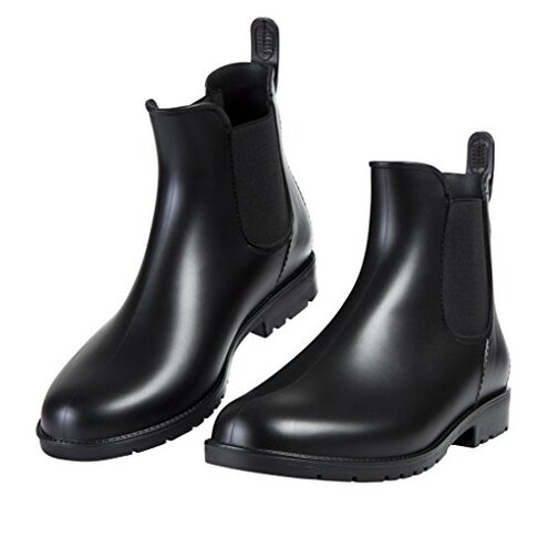Asgard Women's Ankle Rain Boots Waterproof Chelsea Boots, Black 40 (Size 9-9.5)