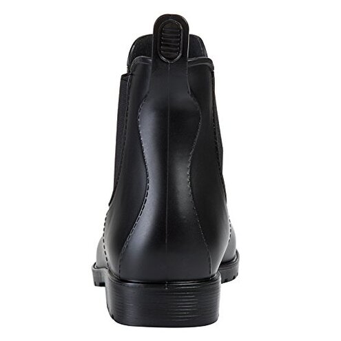 Asgard Women's Ankle Rain Boots Waterproof Chelsea Boots, Black 40 (Size 9-9.5)