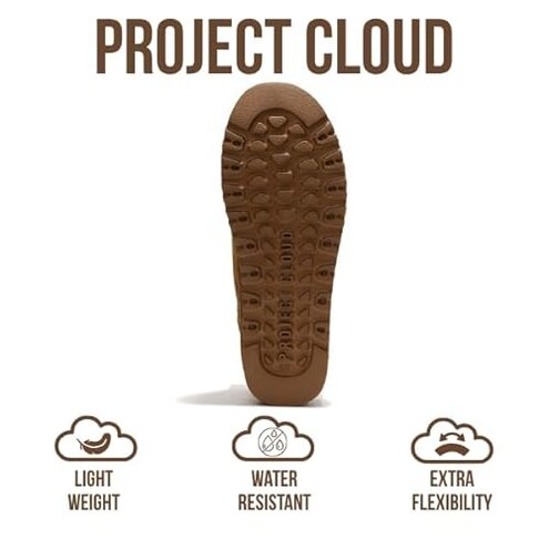 Project Cloud 100% Genuine Leather Ankle Boots for Women - Anti-Slip Memory Foam Insole Womens Boots - Lightweight Winter Womens Shoes, Ankle Booties for Women (Huggy,Chestnut,8.5)