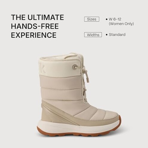 Kizik Juno 2 High Slip On Snow Boots for Women: Durable Rubber Soles for Any Terrain, Faux Fur Lining for Warmth During Winter Daily Wear - Oatmeal/Pristine W9