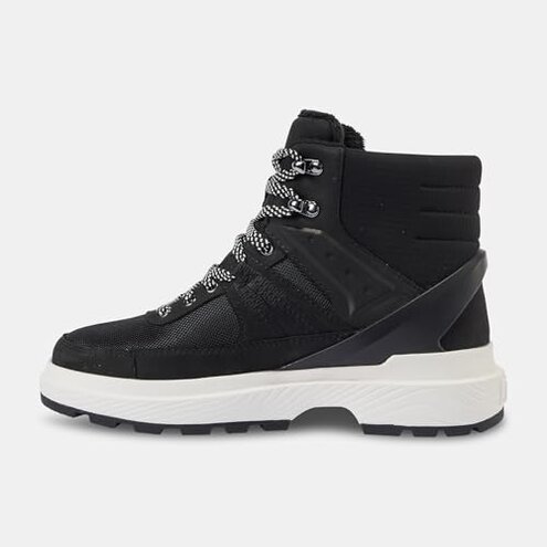 Kizik Sierra Slip On Boots for Women: Durable Rubber Soles for Any Terrain, Winter Snow, Hiking, or Urban Daily Wear - Black/White W8.5