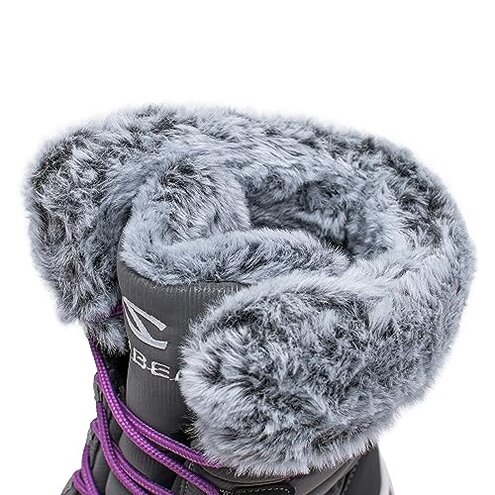 HOBIBEAR Women's Waterproof Winter Snow Boots Lightweight Warm Faux Fur Lined Mid-Calf Booties(Grey/New,8