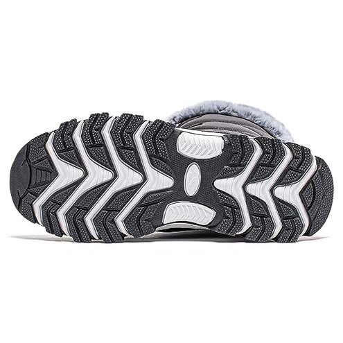 HOBIBEAR Women's Waterproof Winter Snow Boots Lightweight Warm Faux Fur Lined Mid-Calf Booties(Grey/New,8