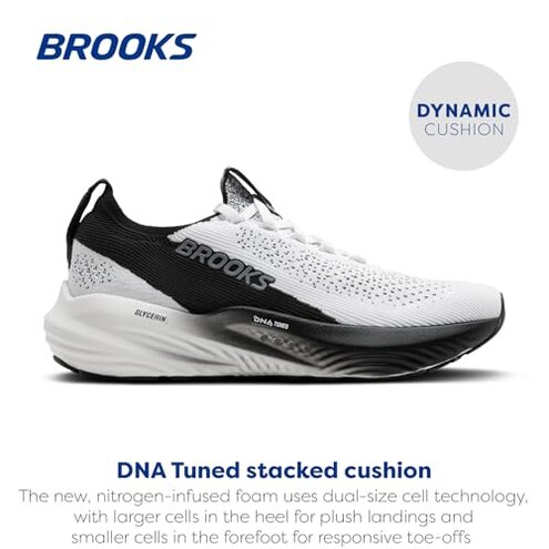 Brooks Women&rsquo;s Glycerin Stealthfit 22 Neutral Running Shoe - White/Grey/Black - 8 Medium