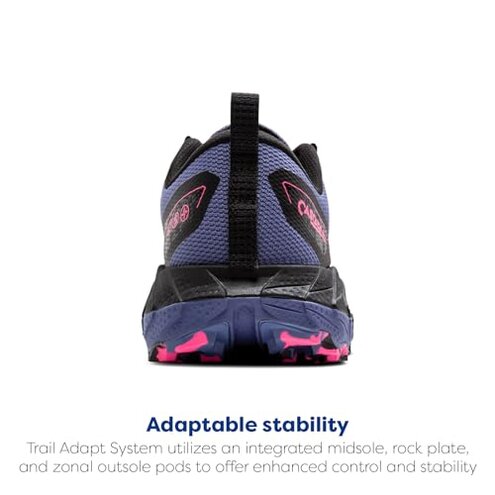 Brooks Women&rsquo;s Cascadia 18 GTX Waterproof Mountain Trail Running Shoe - Grey Blue/Black/Pink - 8.5 Medium