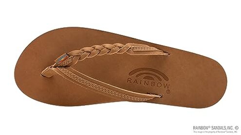 Rainbow Sandals Women&rsquo;s Flirty Braidy Premier Leather w/Single Braided Strap, Sierra Brown, Ladies X-Large / 8.5-9.5 B(M) US
