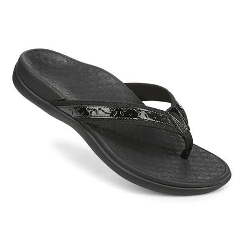 Vionic Tide II - Women's Leather Orthotic Sandals - Orthaheel Black - 9 Medium