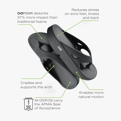 OOFOS OOriginal Recovery Sandal, Black - Women&rsquo;s Size 9, Men&rsquo;s Size 7