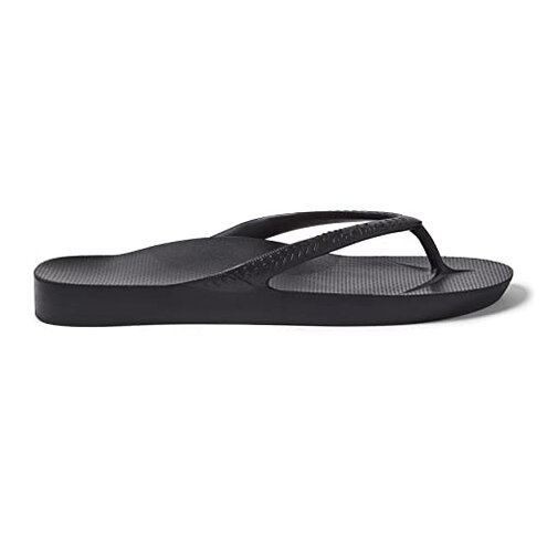 Archies Arch Support Flip Flops for Men & Women – Orthotic Sandals for Plantar Fasciitis Relief – Lightweight, Cushioning, Shock-Absorbing Sandals for Walking, Foot Pain & All-Day Comfort - Black (US Men's 7 / US Women's 8)