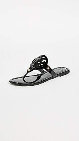 Tory Burch Women's Miller Patent Thong Sandal, Perfect Black Patent, 8 Medium US