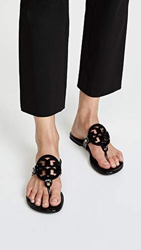 Tory Burch Women's Miller Patent Thong Sandal, Perfect Black Patent, 8 Medium US