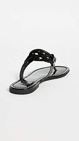 Tory Burch Women's Miller Patent Thong Sandal, Perfect Black Patent, 8 Medium US