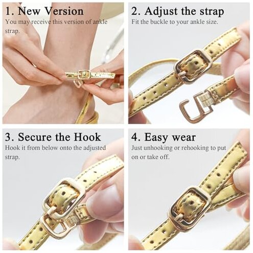 TEAIEUI Women's Heeled Sandals Strappy Low Block Heels Chunky for Women Comfortable Ankle Strap Open Toe Party Wedding Dress Shoes for Women Dressy Gold 8