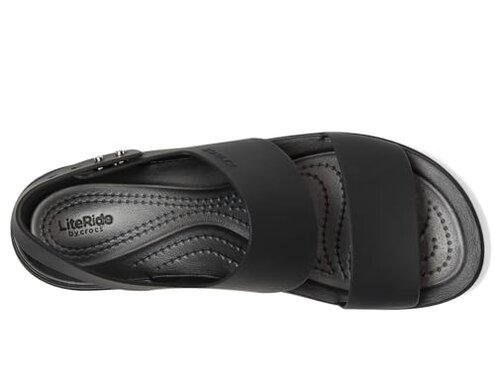 Crocs Brooklyn Low Wedge for Women - Adjustable Buckle Heel Straps with Pushpin Closure, Flexible, and All-Day Wear Black/Black 7 M