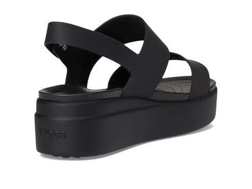 Crocs Brooklyn Low Wedge for Women - Adjustable Buckle Heel Straps with Pushpin Closure, Flexible, and All-Day Wear Black/Black 7 M
