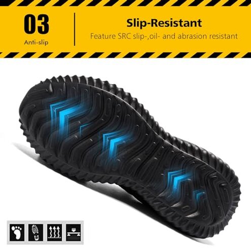 Tinefiy Steel Toe Shoes for Women Lightweight Comfortable Slip Resistant Safety Work Sneakers Cushion Puncture Proof Shoes Indestructible Shoe Size 8