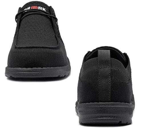 LARNMERN Steel Toe Loafers Women Slip On Shoes Lightweight Comfortable Lounging Walking Safety Work Flats Sneakers(8 Women, Black Women)