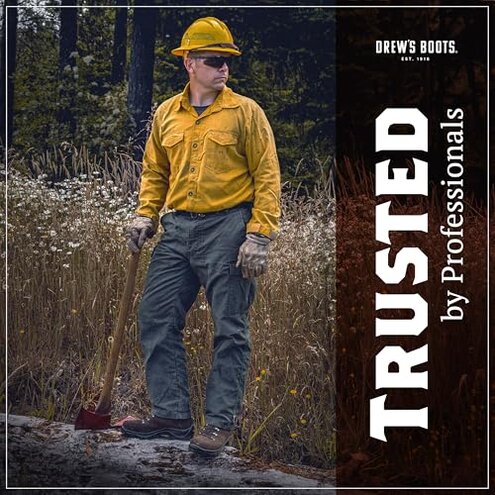 Drew's Boots Fire Hiker Wildland Firefighter Boots &ndash; Rugged, Full Leather Firefighting Boots for Comfort, Support, and Safety &ndash; Heat Resistant Work Shoes for Men, Black, 11 D