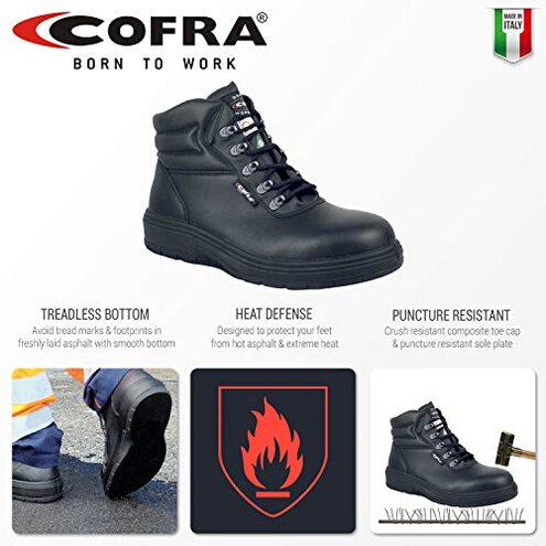 Cofra 82020-CU0.W09 New Asphalt EH PR Safety Boots, 9, Black