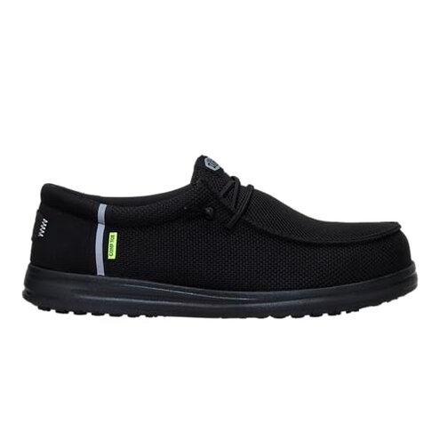HEYDUDE Wally Work CT Black/Black 10, Mens Shoes, Slip-on Loafers, Comfortable & Light-Weight