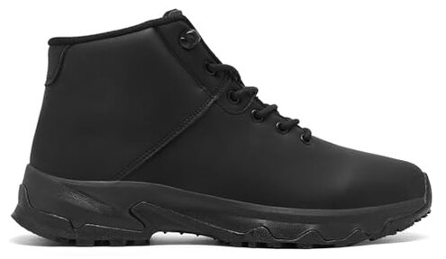 SHULOOK Non Slip Work Boots for Men Slip Resistant Shoes Waterproof Food Service Chef Kitchen Restaurant Working Boots Casual Leather Ankle Boot Outdoor Walking Booties Black Size 10.5