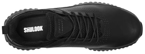 SHULOOK Men's Non Slip Work Shoes Slip On Sneakers Waterproof Food Service Kitchen Chef Restaurant Slip Resistant Walking Shoes Lightweight Comfortable Working Footwear Black Size 9.5