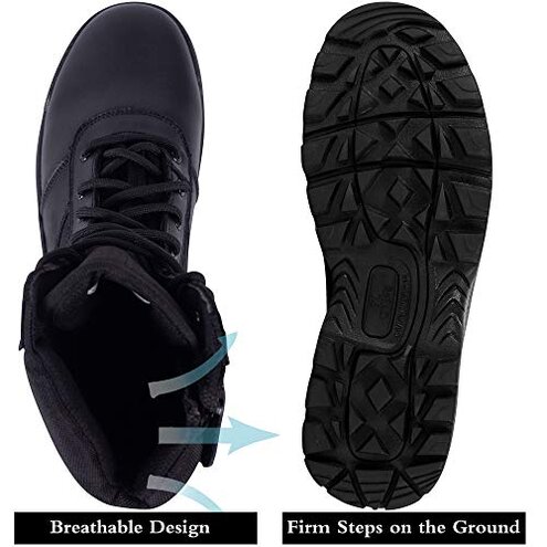 RIELD Men's Military Tactical Work Boots Side Zipper Jungle Army Combat Boots,Black,11 M US