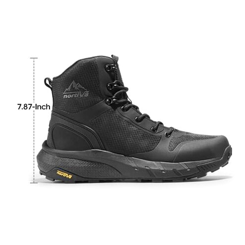 NORTIV 8 Men's Military Tactical Boot Lightweight Comfortable Boots for Work All Day Side Zipper Motorcycle Combat Hiking Boots Metrostrike(8-9 Inches),Size 10.5,Black Leather