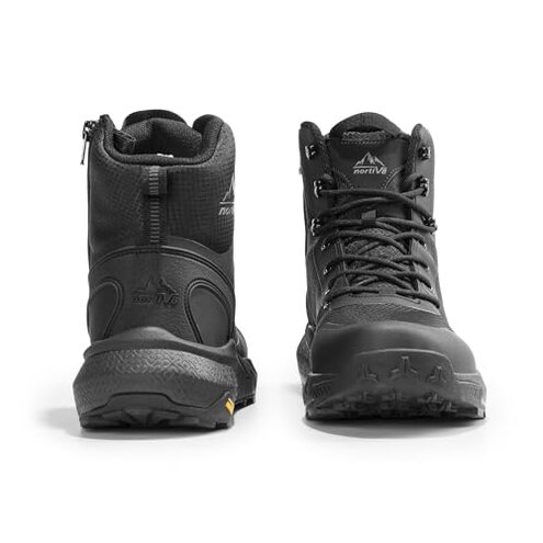 NORTIV 8 Men's Military Tactical Boot Lightweight Comfortable Boots for Work All Day Side Zipper Motorcycle Combat Hiking Boots Metrostrike(8-9 Inches),Size 10.5,Black Leather