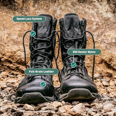 Danner Tachyon Gore-Tex 8" Tactical Boots for Men - Waterproof Full-Grain Leather & 500D Nylon with Speed Lace, Comfort Footbed, and Non Slip Traction Outsole, Black - 10.5 D