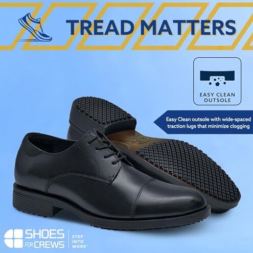 Shoes for Crews Men's Slip-Resistant Oxford - Dressy, Comfortable, Non-Slip Work Shoes for Men in Hospitality, Business Casual Settings, Healthcare - Senator, Size 10