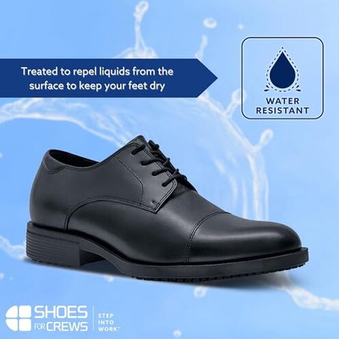 Shoes for Crews Men's Slip-Resistant Oxford - Dressy, Comfortable, Non-Slip Work Shoes for Men in Hospitality, Business Casual Settings, Healthcare - Senator, Size 10