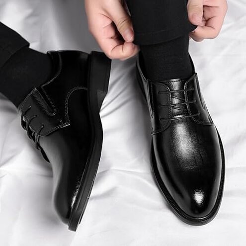 Battle Men Men&rsquo;s 3.2 Inches Taller Height Increasing Shoes Formal Dress Shoe, Men's Elevator Casual Business(Black,10)