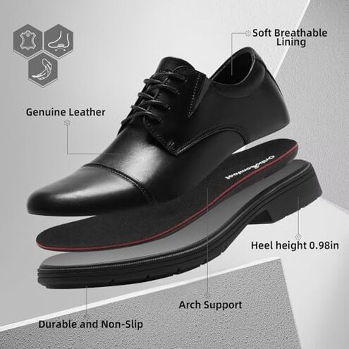 Men's Orthopedic Leather Dress Shoes: Plantar Fasciitis Ankle Support Orthotics Formal Wingtip Oxfords, Comfortable High Arch Neuropathy Achilles Tendonitis Work Business Shoes Black Size 14