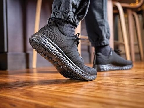 Shoes for Crews Women's Slip-Resistant Work Sneakers &ndash; Comfortable, Non-Slip Work Shoes for Women in Food Service, Healthcare, Hospitality - Everlight, Black, Size 8