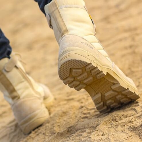 IODSON Men's Military Tactical Work Boots with Side Zipper, Puncture Resistant, Desert Combat, Army Jungle, 8 Inch Lightweight Hiking Boots Beige US 9