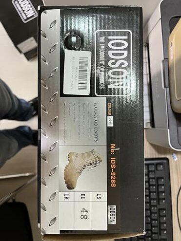 IODSON Men's Military Tactical Work Boots with Side Zipper, Puncture Resistant, Desert Combat, Army Jungle, 8 Inch Lightweight Hiking Boots Beige US 9