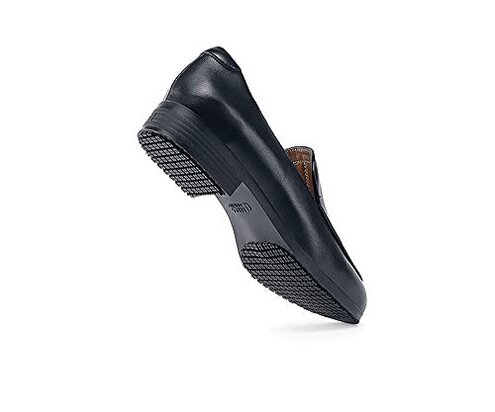 Shoes for Crews Women's Slip-Resistant Loafers - Comfortable, Non-Slip Work Shoes for Women in Food Service, Hospitality, Office Settings, Healthcare - Riley, Size 8 Black