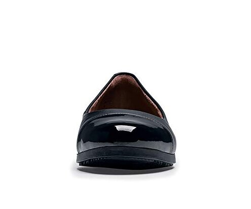 Shoes for Crews Darcy, Womens Shoes, Non Slip Work Shoes, Slip Resistant, Black Flats for Work, Comfortable, Cushioned Flats, Black Size 8