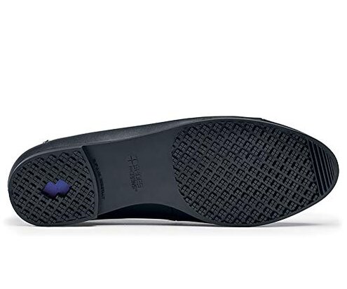 Shoes for Crews Darcy, Womens Shoes, Non Slip Work Shoes, Slip Resistant, Black Flats for Work, Comfortable, Cushioned Flats, Black Size 8