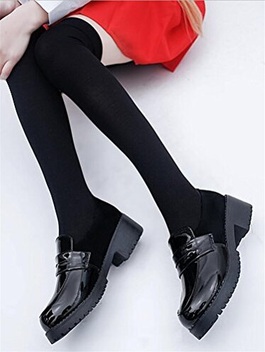 Women's Lolita Low Top Japanese Students Maid Uniform Dress Shoes (7) Black