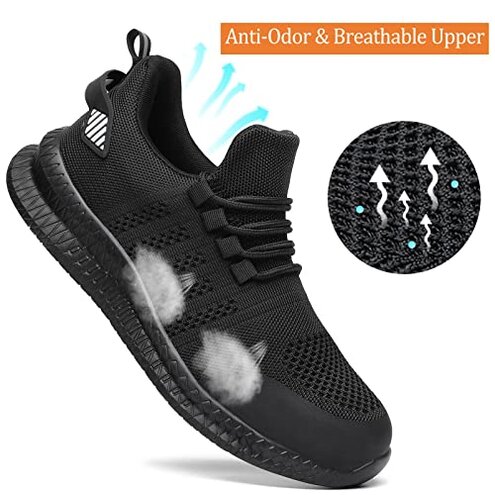 Steel Toe Shoes for Men and Women Comfortable Lightweight Work Safety Shoes Puncture Proof Slip Resistant Indestructible Sneakers Construction Work Utility Black M9
