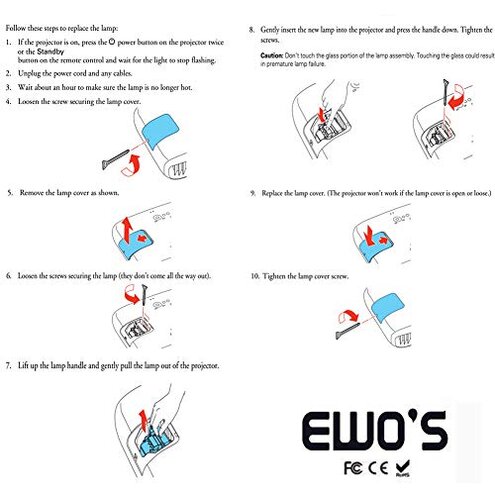 EWO'S LP97 Replacement Projector Lamp Bulb for ELPLP97 Epson Powerlite Home Cinema 2200 2250 1080 880 VS260 EX9230 EX9240 EX3280 EX5280 EX7280 X49 W49 982W E20 U50 V13H010L97 Projectors